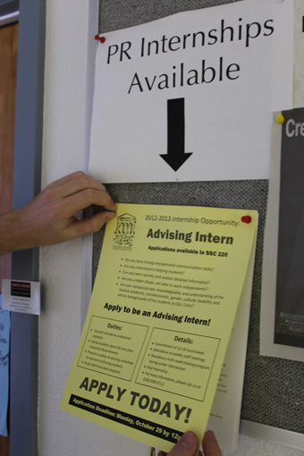 Internship posting on campus.