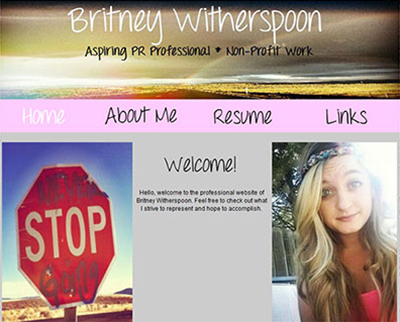 Britney Witherspoon's Web Resume