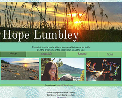 Hope Lumbley's Web Resume