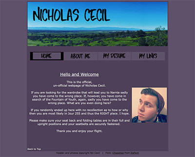 Nicholas Cecil's Web Resume
